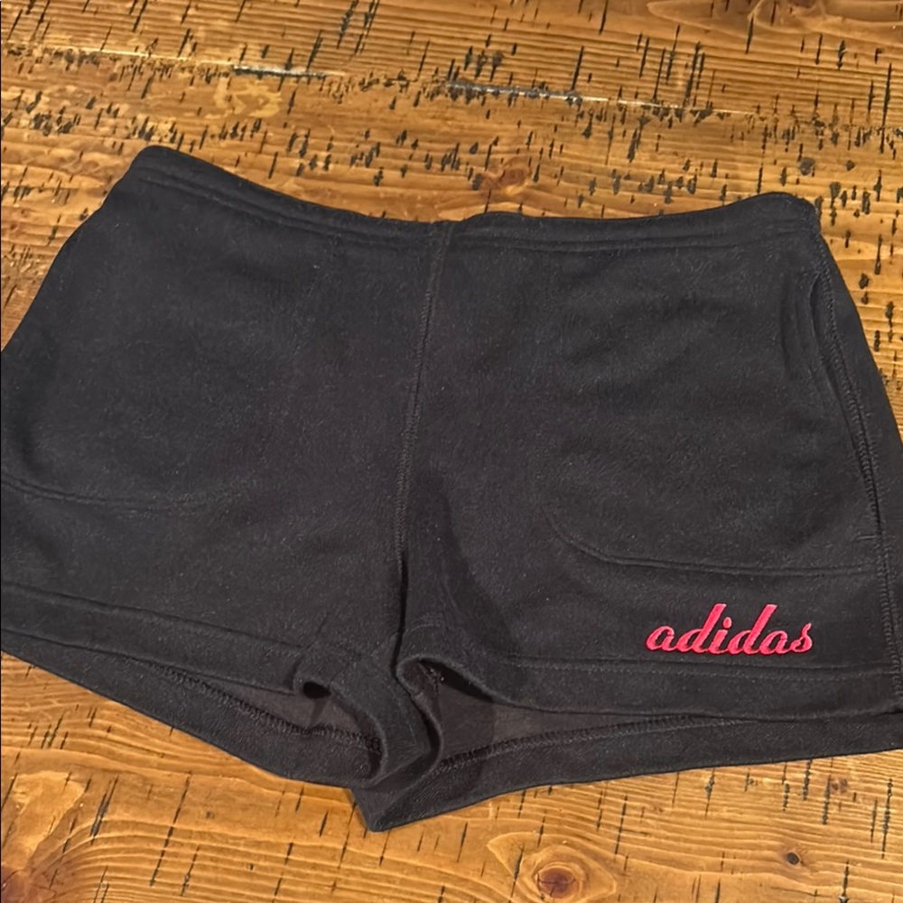 Adidas Kids Black Shorts with Pink Logo